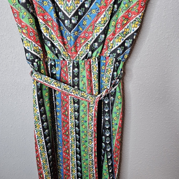 Vtg MC of Boston Dress Size 14 Womens Colorful Floral Striped 70s Sundress - Picture 5 of 14